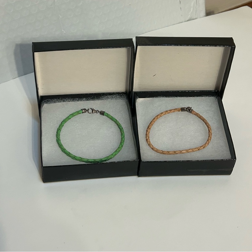 Braided Faux Leather Friendship Bracelets (Set of 2)
